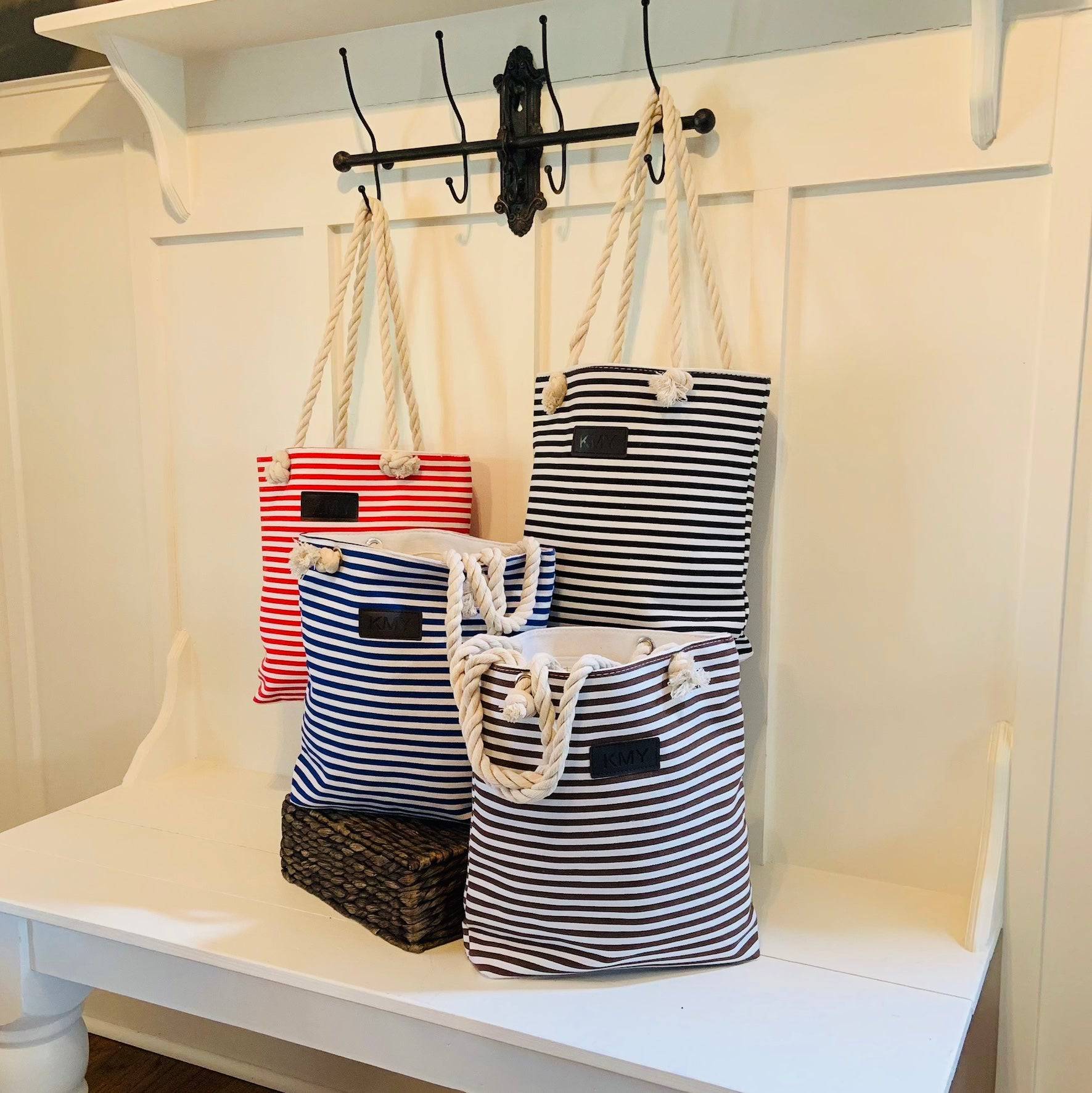 Striped Canvas Tote Bag-1